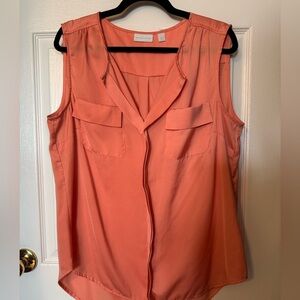 Coral satin tank top